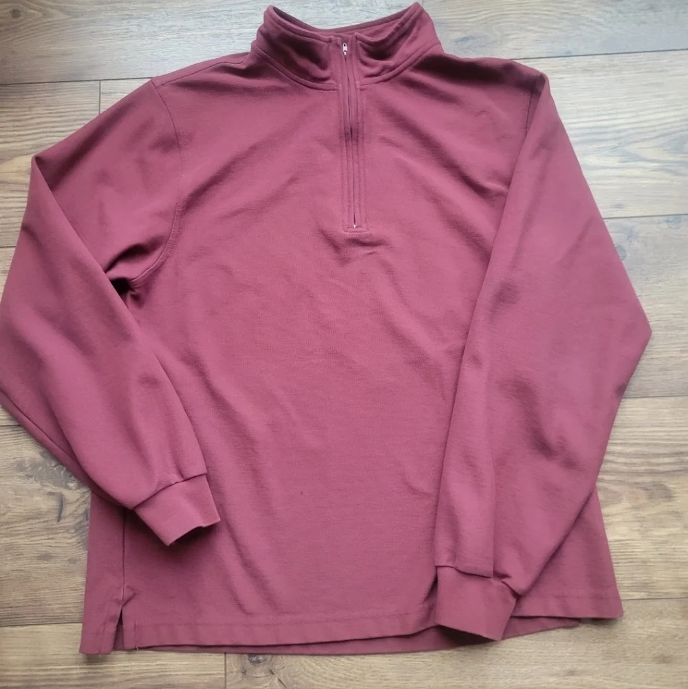 Jos A Bank L Maroon 100% Pima Cotton Quarter Zip Pullover Sweater